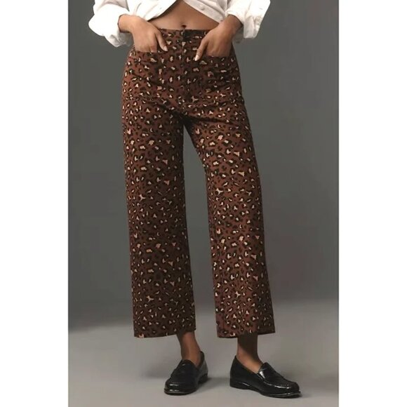 Anthropologie Pants - Anthropologie Maeve Leopard Colette Ponte Crop Wide-Leg Pants (Size 24)